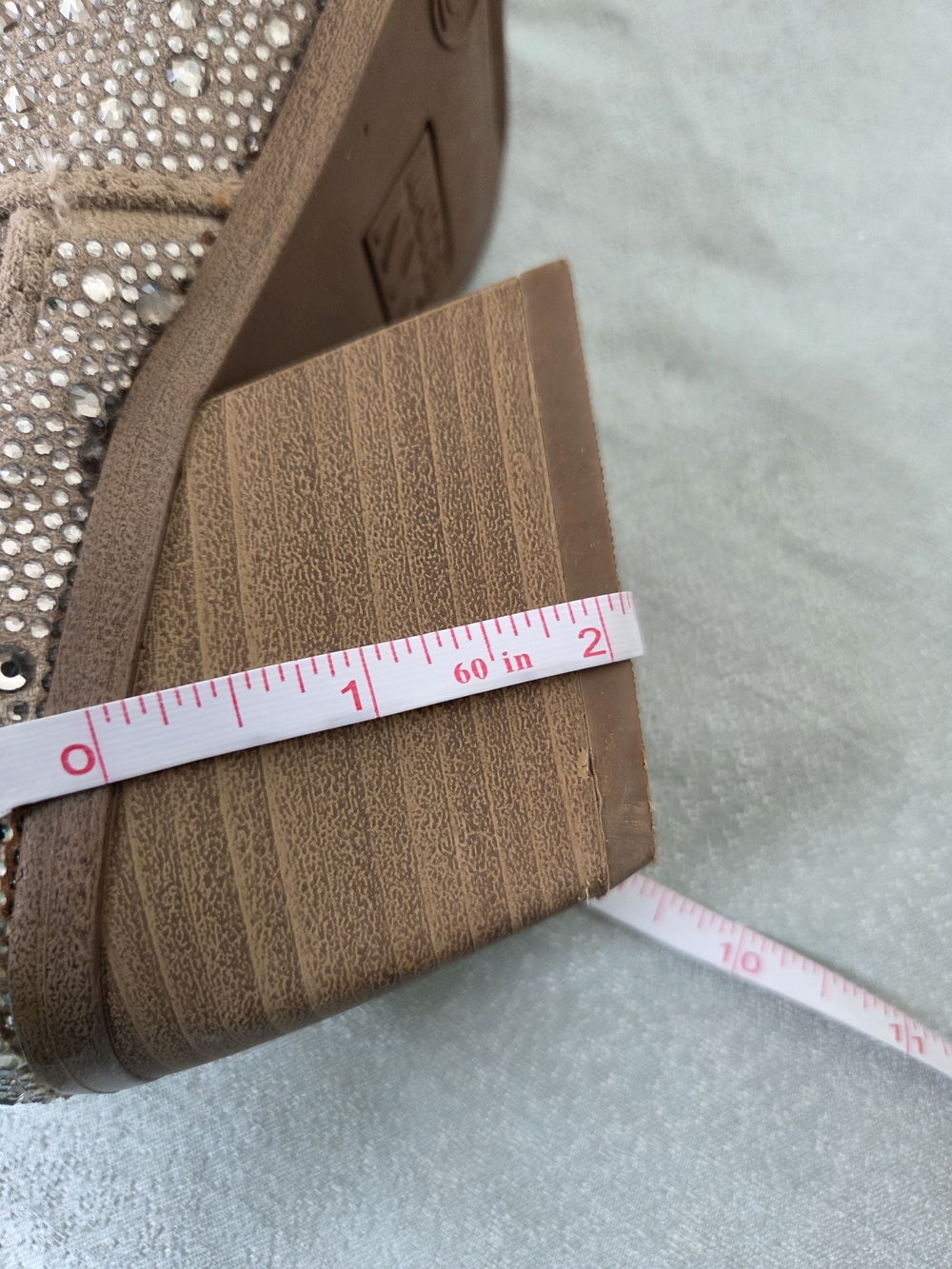 Crystal Embellished Taupe Tan Suede Knee-High Western Cow Girl Boots Madden NYC - Picture 4 of 16